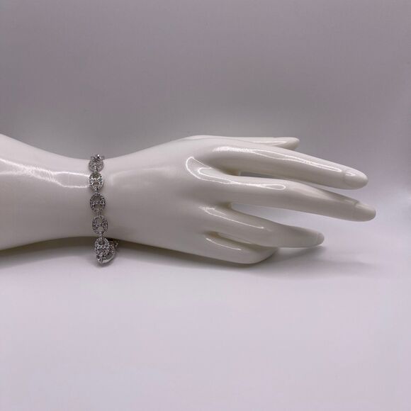 Saks Fifth Avenue Sterling Silver Zirconia Circular Mariner Link Tennis Bracelet - Picture 1 of 11